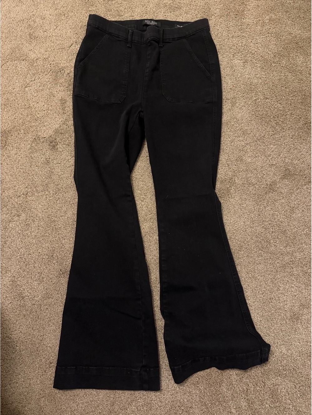 Judy Blue Women's Black High Waist Pull-on Flare Jeans Size 15 / 32